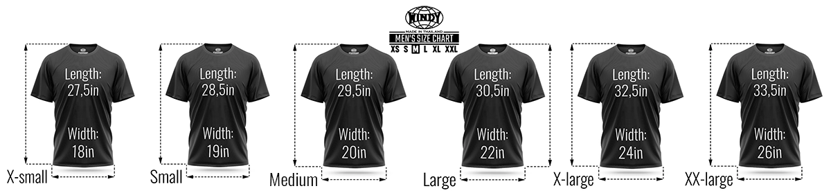 Windy T-shirt size chart men