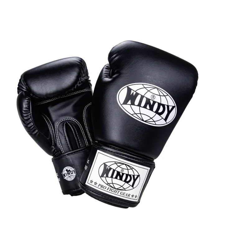 Windy Training Boxing Gloves Black front and back view