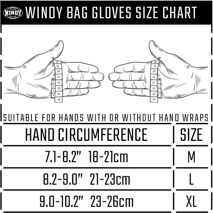 Windy bag gloves size chart