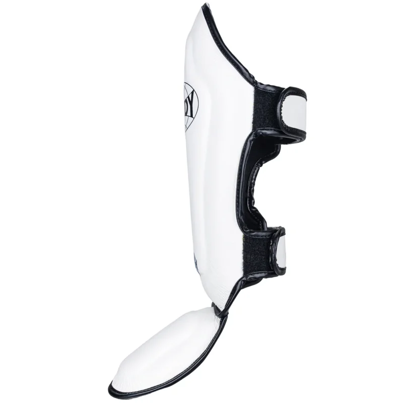 Windy Muay Thai shin guards white-black left side view