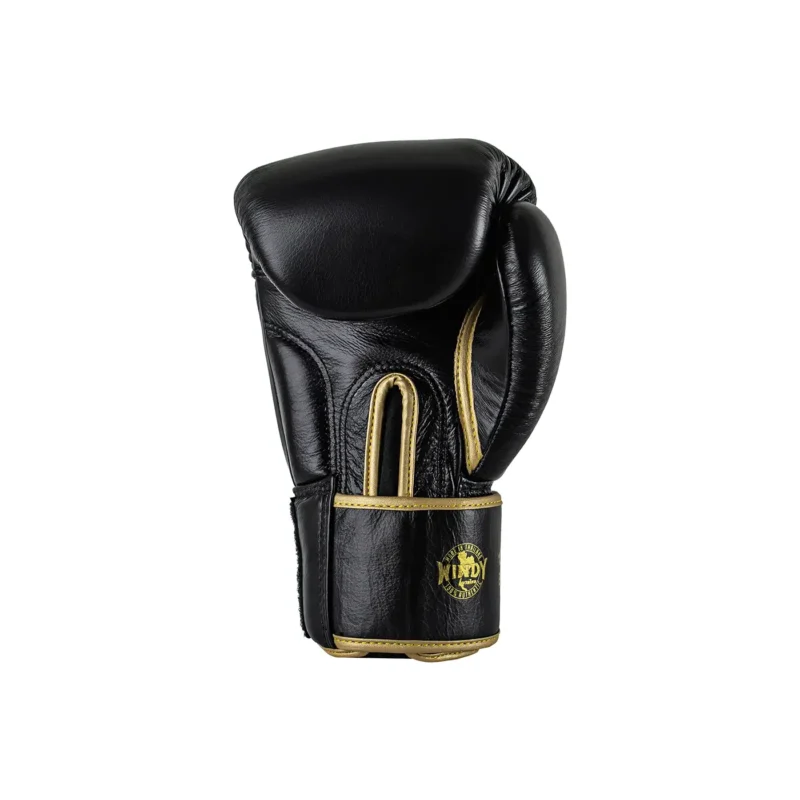 Windy Boxing Gloves Black Gold Back View