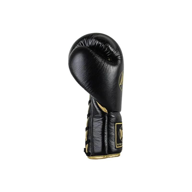 Windy Lace Up Gloves Black Gold Left View