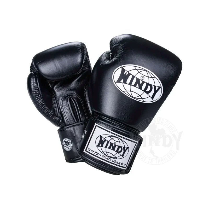 Windy Black Boxing Gloves bgvh front and back view