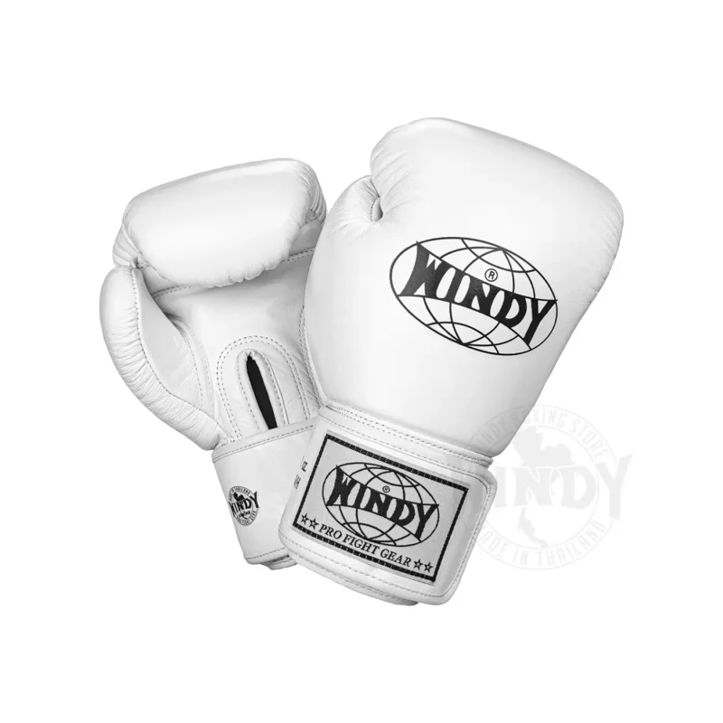 Windy White Boxing Gloves front and back view