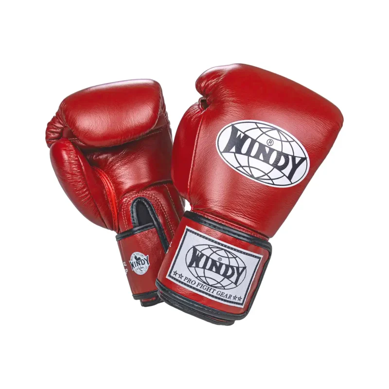 Windy Red Muay Thai Gloves front and back view